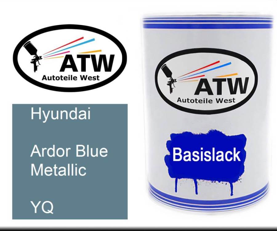 Hyundai, Ardor Blue Metallic, YQ: 500ml Lackdose, von ATW Autoteile West.